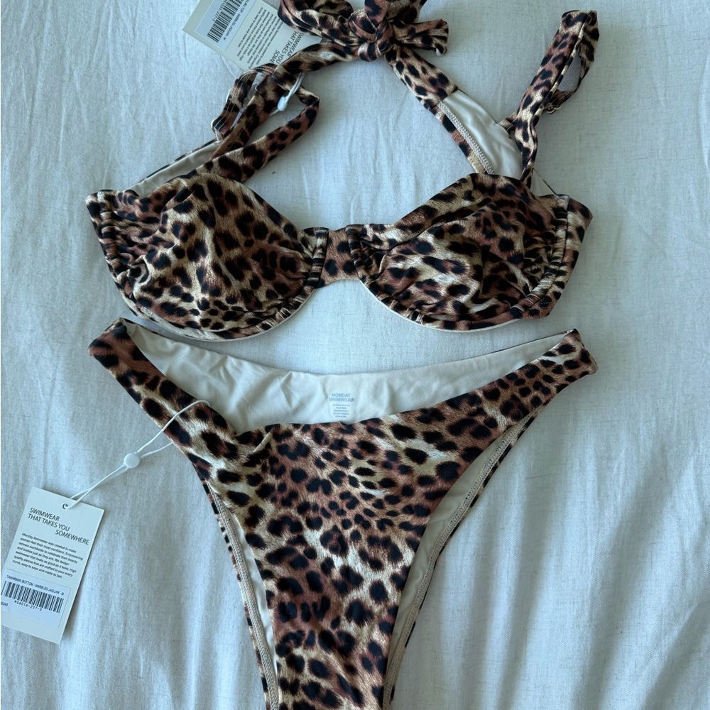 Monday Swimwear Leopard Print Bikini NWOT